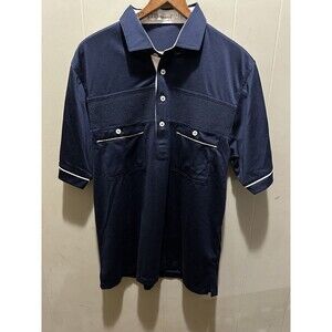 Pro Celebrity Golf Polo Men Large Blue White Short Sleeve Polyester